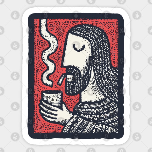 Contemplative Holy Man | Sacred Pipe Ritual Sticker by TuncGK